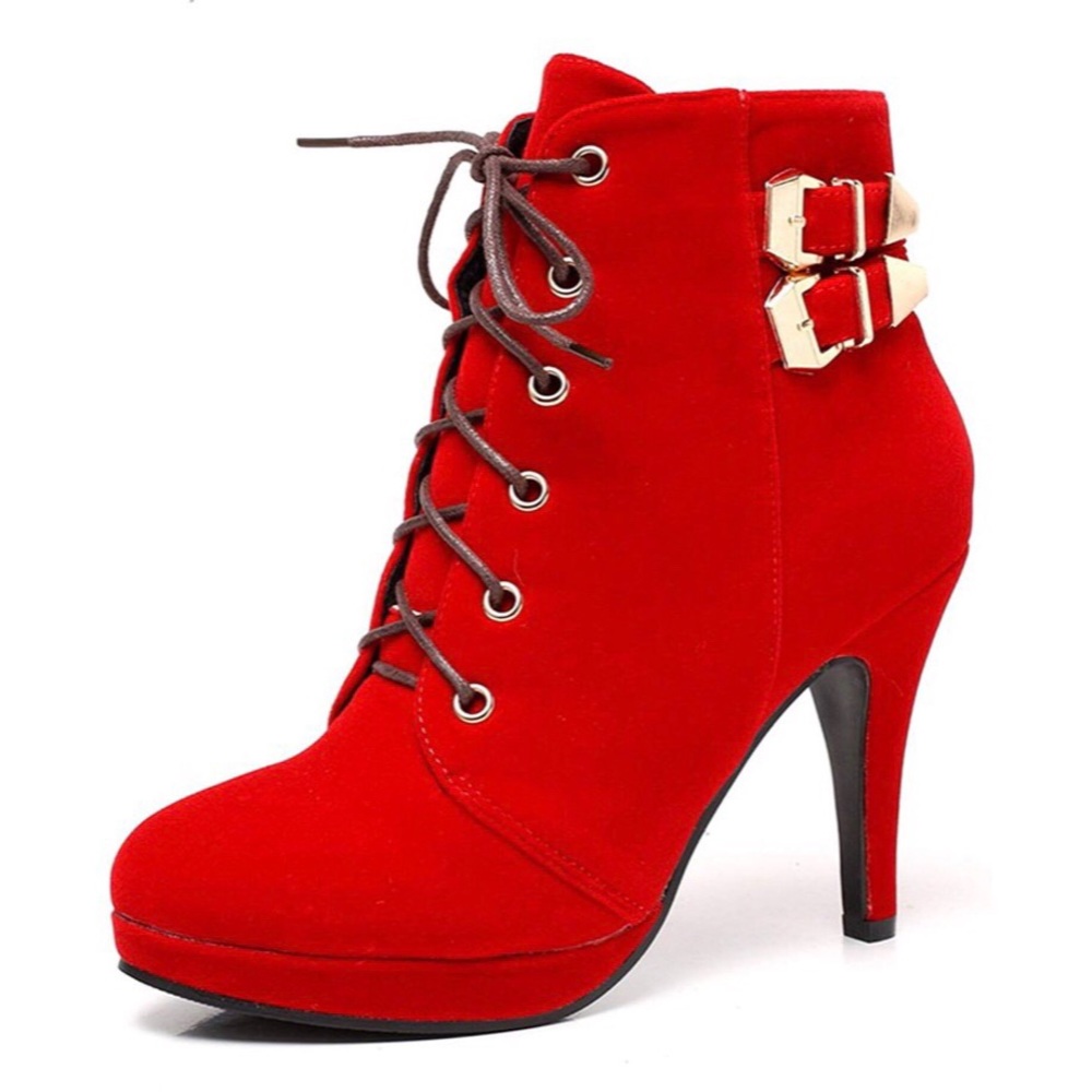 👠 Red Lace Up Booties 👠